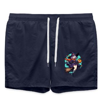 Halloween - Sorcière avec balai Horreur Manga - Short de bain - bleu marine - Devant - AI Model Male 185 light (185cm)