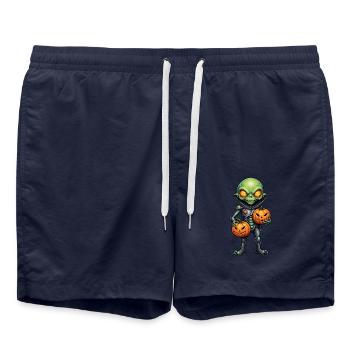 Halloween - Alien Horror with Pumpkin - Swim Trunks - french navy - Front - AI Model Male 185 light (185cm)