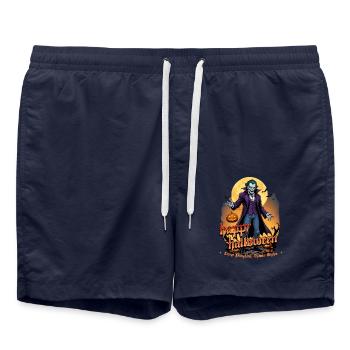 Vampire d’Halloween avec des citrouilles et des chauves-souris - Short de bain - bleu marine - Devant - AI Model Male 185 light (185cm)