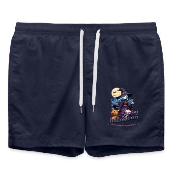 Cute witch with broom and bats - Swim Trunks - french navy - Front - AI Model Male 185 light (185cm)