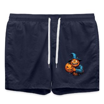 Halloween Pumpkin Witch Hat Midnight - Swim Trunks - french navy - Front - AI Model Male 185 light (185cm)