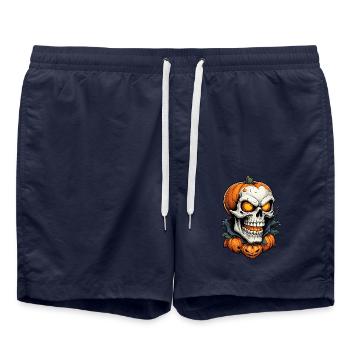 Halloween Crâne Citrouille Crâne Crâne Effrayant - Short de bain - bleu marine - Devant - AI Model Male 185 light (185cm)