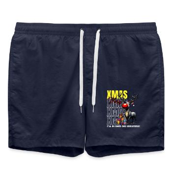 XMAS Fröhliche Weihnachten Rentier - Badeshorts - French Navy - Vorne - AI Model Male 185 light (185cm)