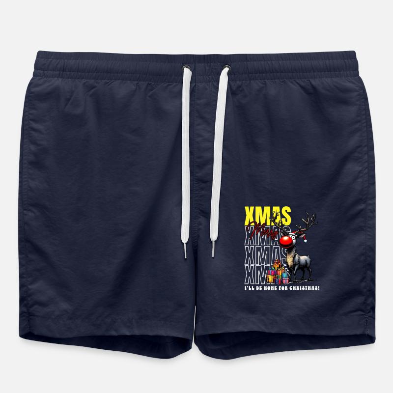 XMAS Merry Christmas Reindeer - Swim Trunks - french navy