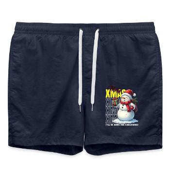 XMAS Fröhliche Weihnachten Schneemann - Badeshorts - French Navy - Vorne - AI Model Male 185 light (185cm)