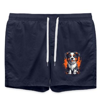Berger Australien Chiot Drôle Chiens Aussie - Short de bain - bleu marine - Devant - AI Model Male 185 light (185cm)