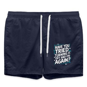 Technischer Support Computerfreak Nerd - Badeshorts - French Navy - Vorne - AI Model Male 185 light (185cm)