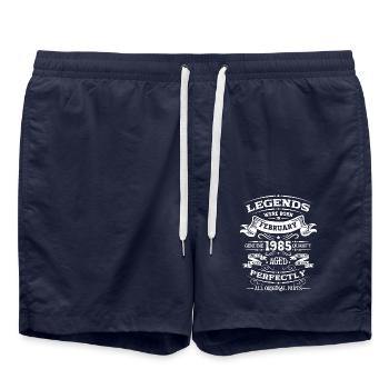 40ème anniversaire cadeau mari Original février 1985 - Short de bain - bleu marine - Devant - AI Model Male 185 light (185cm)
