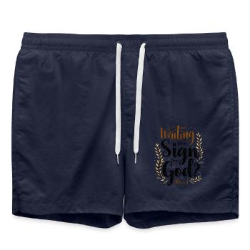 Warten auf ein Zeichen von Gott? - Badeshorts - French Navy - Vorne - AI Model Male 185 light (185cm)