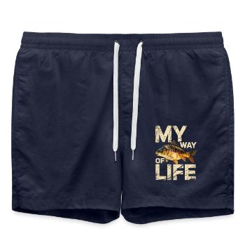 My Way of Life – Carp Angler Heart - Swim Trunks - french navy - Front - AI Model Male 185 light (185cm)