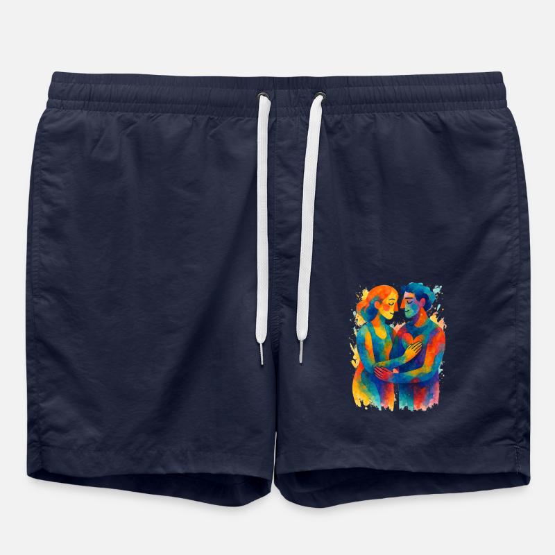 0013 abstract love - Swim Trunks - french navy
