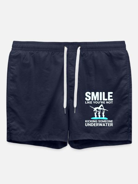 Synchronized Swimming Kicking Underwater Smile - Swim Trunks - french navy