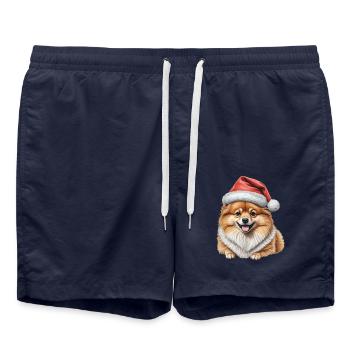 Chiot poméranien de Noël - Short de bain - bleu marine - Devant - AI Model Male 185 light (185cm)