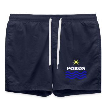 Poros Sun Waves Design - Badeshorts - French Navy - Vorne - AI Model Male 185 light (185cm)