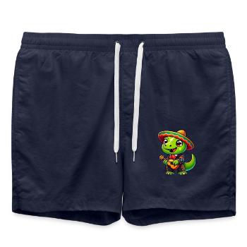 Dino Mariachi Cinco de Mayo Guitar - Swim Trunks - french navy - Front - AI Model Male 185 light (185cm)