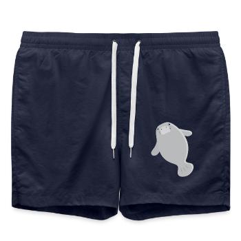 Lamantin gris simple super mignon - Short de bain - bleu marine - Devant - AI Model Male 185 light (185cm)