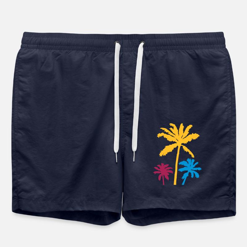 Silhouette Palm Trees Sunset - Swim Trunks - french navy