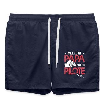 Cadeau papa meilleur papa pilote de planeur - Short de bain - bleu marine - Devant - AI Model Male 185 light (185cm)