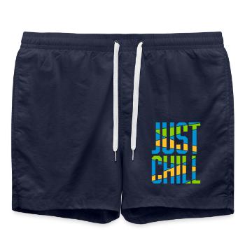 Just Chill Text Logo - Swim Trunks - french navy - Front - AI Model Male 185 light (185cm)