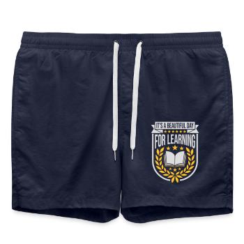 beautiful day for learning - Swim Trunks - french navy - Front - AI Model Male 185 light (185cm)