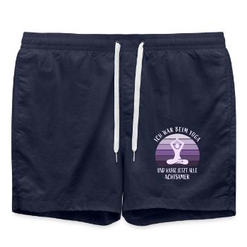 Ich war beim Yoga - Badeshorts - French Navy - Vorne - AI Model Male 185 light (185cm)