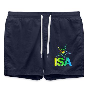 Isa Geburtstag Isabell - Badeshorts - French Navy - Vorne - AI Model Male 185 light (185cm)