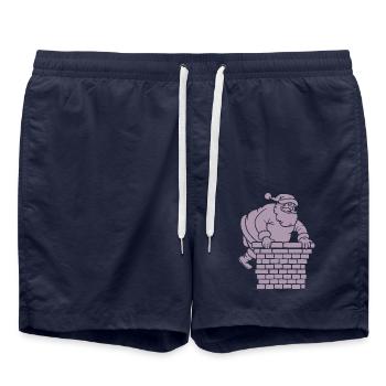 Silhouette du Père Noël Minimaliste - Short de bain - bleu marine - Devant - AI Model Male 185 light (185cm)