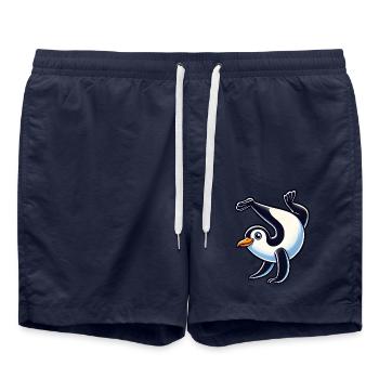 Pingouin Équilibre sur les mains Mignon Comique Gymnastique - Short de bain - bleu marine - Devant - AI Model Male 185 light (185cm)