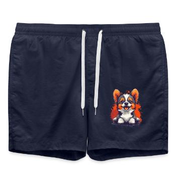 Corgi chiot chien drôle chiens - Short de bain - bleu marine - Devant - AI Model Male 185 light (185cm)