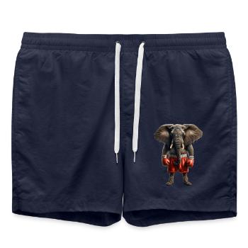 Elefant mit Boxhandschuhen - Badeshorts - French Navy - Vorne - AI Model Male 185 light (185cm)