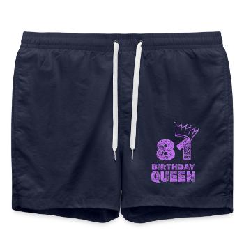 Geburtstag 81 - Badeshorts - French Navy - Vorne - AI Model Male 185 light (185cm)