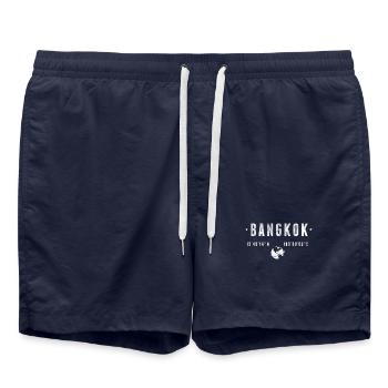 Bangkok Coordonnées Géographiques Stylisées - Short de bain - bleu marine - Devant - AI Model Male 185 light (185cm)