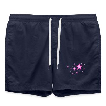 Stars in Pink - Swim Trunks - french navy - Front - AI Model Male 185 light (185cm)