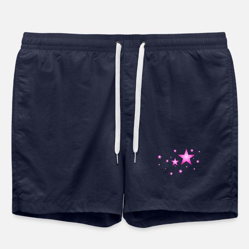 Sterne in Pink - Badeshorts - French Navy