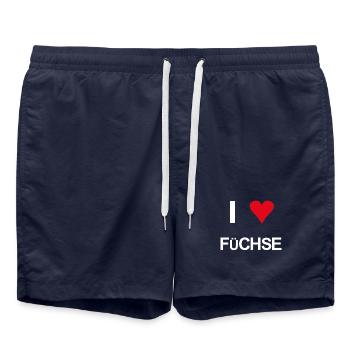 I love Füchse - Badeshorts - French Navy - Vorne - AI Model Male 185 light (185cm)