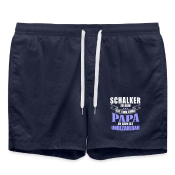 Schalker Papa | Schalke Vatertags Geschenkidee - Badeshorts - French Navy - Vorne - AI Model Male 185 light (185cm)