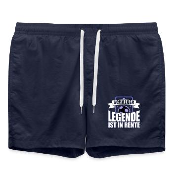 Die Schalker Legende ist in Rente | Schalke Spruch - Badeshorts - French Navy - Vorne - AI Model Male 185 light (185cm)
