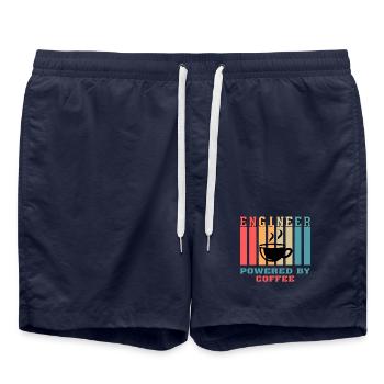 Funny Engineer Powered by Kaffee Geschenk für Ingenieur - Badeshorts - French Navy - Vorne - AI Model Male 185 light (185cm)
