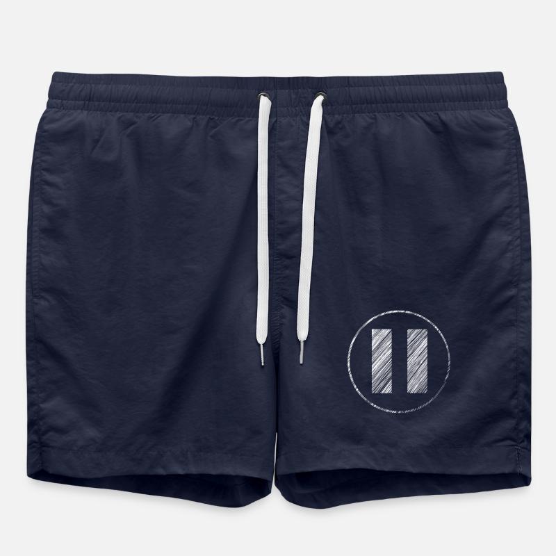 Handgezeichnetes Pause-Symbol im Scribble-Look - Badeshorts - French Navy