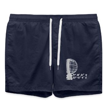 The globe at the North Cape for dark T-shirts - Swim Trunks - french navy - Front - AI Model Male 185 light (185cm)