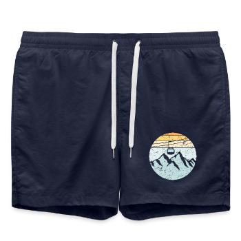 gondola lift mountains ski holiday cable car lift love - Swim Trunks - french navy - Front - AI Model Male 185 light (185cm)