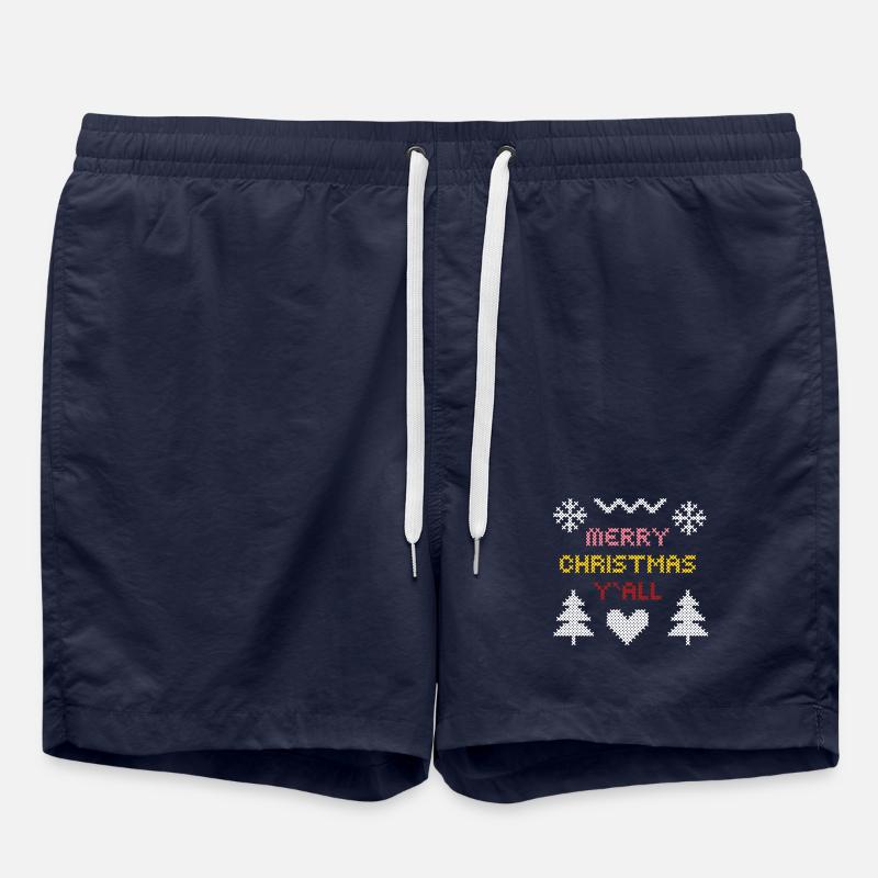 Motif de cœur de Noël festif - Short de bain - bleu marine