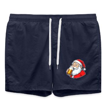 Père Noël à la bière - Short de bain - bleu marine - Devant - AI Model Male 185 light (185cm)