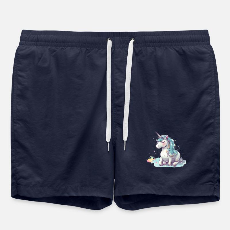Liegendes Einhorn - Badeshorts - French Navy