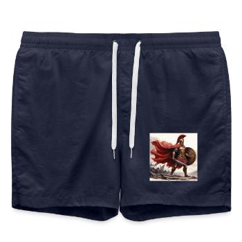 Aquarelle d’hoplite spartiate - Short de bain - bleu marine - Devant - AI Model Male 185 light (185cm)