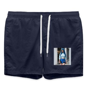 Bleu au style féminin - Short de bain - bleu marine - Devant - AI Model Male 185 light (185cm)