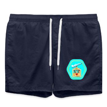 SKIFAHREN PAARE - HÜHNER COMIC - Badeshorts - French Navy - Vorne - AI Model Male 185 light (185cm)