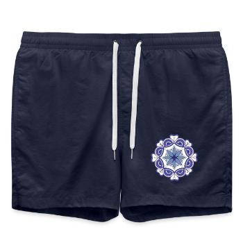 oriental pattern morocco blue tones - Swim Trunks - french navy - Front - AI Model Male 185 light (185cm)