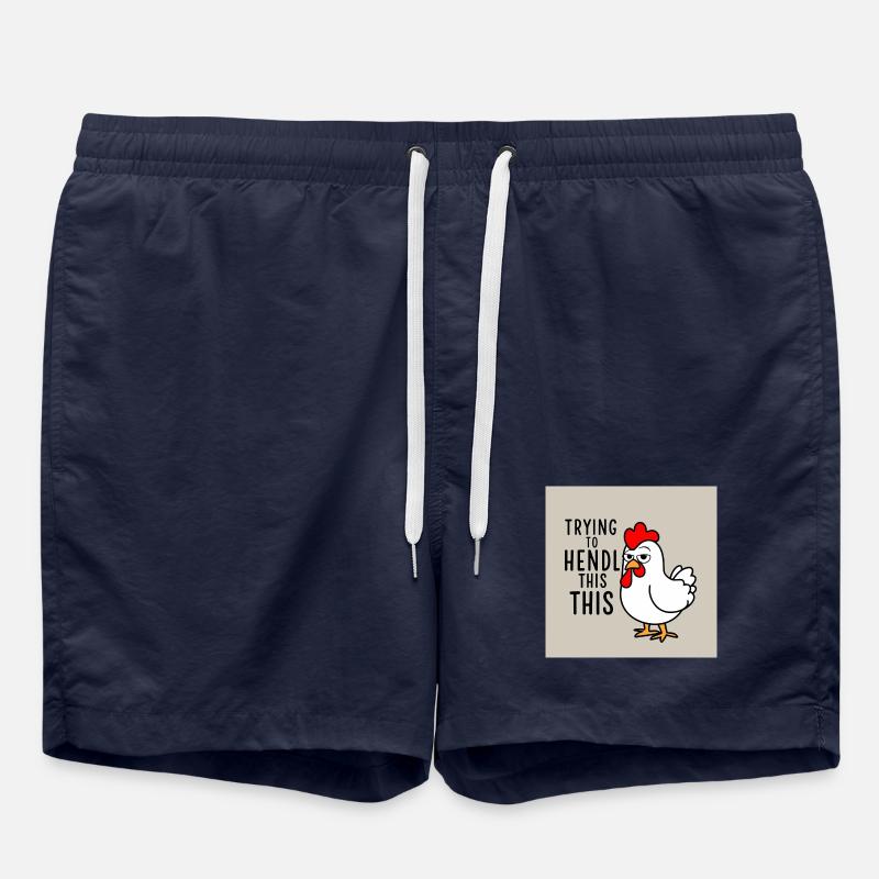 Comic Huhn "Trying to Hendl this" - Badeshorts - French Navy