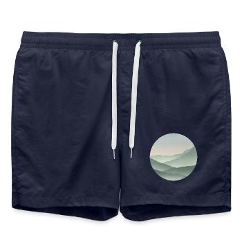 Mountains in pastel shades Serenity - Swim Trunks - french navy - Front - AI Model Male 185 light (185cm)